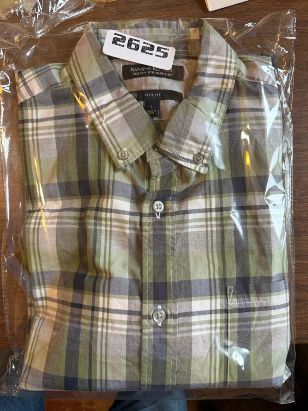 Banana Republic Men's Green and‎ Blue Plaid Shirt